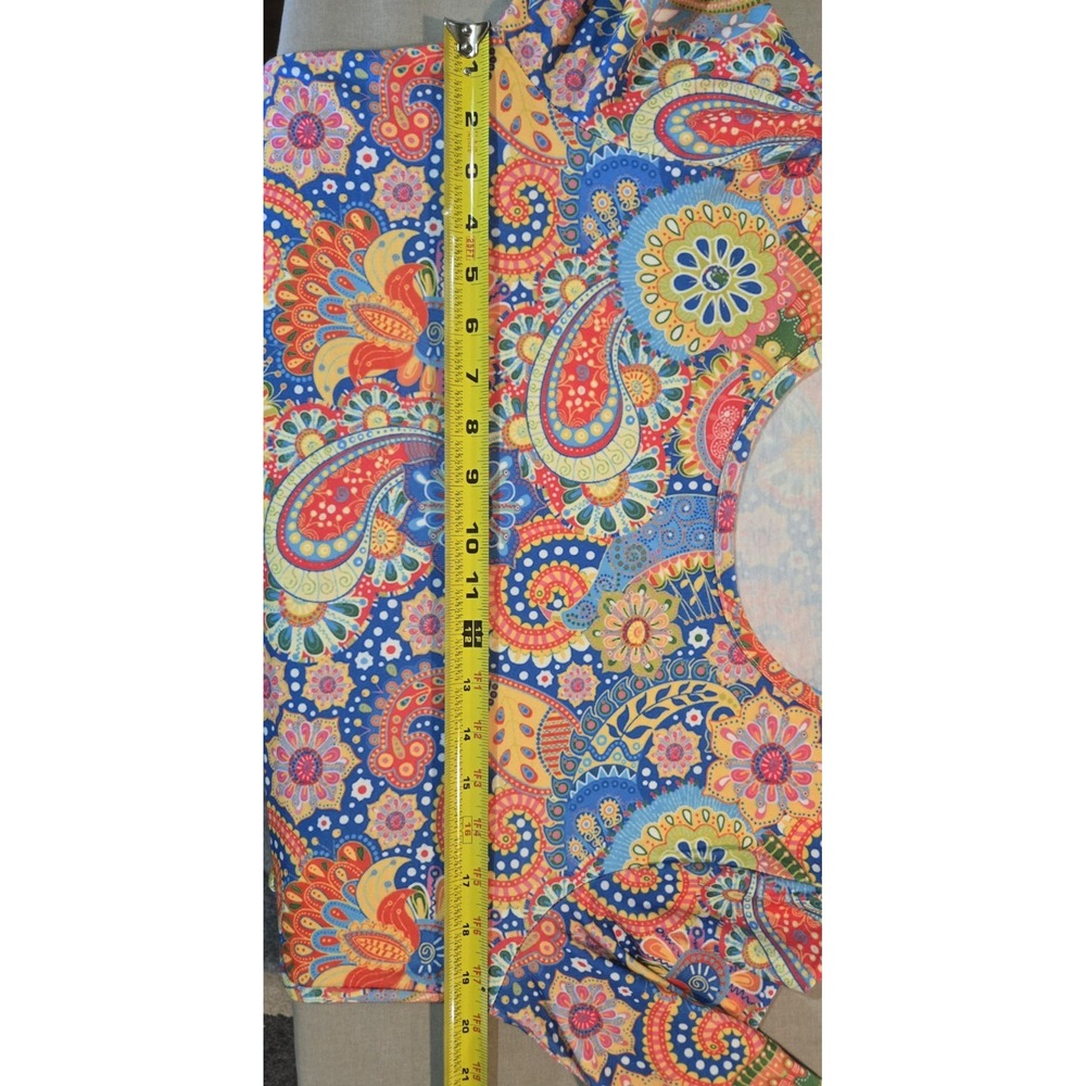 IZURIA Women's Blue Multicolor Paisley Knit Stretch A-Line Dress M 3/4 Bell - Picture 7 of 8